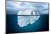 Iceberg Mostly Underwater Floating in Ocean-Oskari Porkka-Mounted Photographic Print