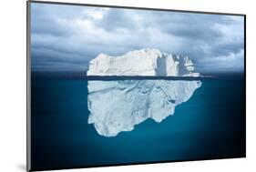 Iceberg Mostly Underwater Floating in Ocean-Oskari Porkka-Mounted Photographic Print