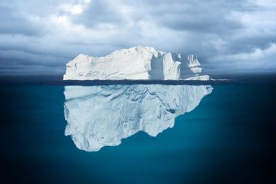 'Iceberg Mostly Underwater Floating in Ocean' Photographic Print