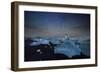 Iceberg on Black Sand Beach with Dramatic Sky-Alex Saberi-Framed Photographic Print