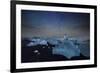 Iceberg on Black Sand Beach with Dramatic Sky-Alex Saberi-Framed Photographic Print