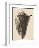 Iceberg with Icebreaker Vintage Engraved Illustration, Hand Drawn, Sketch-grop-Framed Art Print