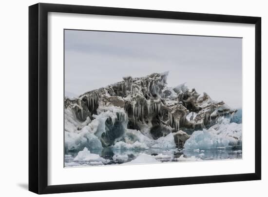 Iceberg with Moraine Material and Icicles at Booth Island, Antarctica, Polar Regions-Michael Nolan-Framed Photographic Print