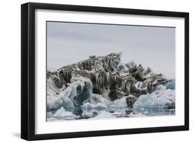 Iceberg with Moraine Material and Icicles at Booth Island, Antarctica, Polar Regions-Michael Nolan-Framed Photographic Print