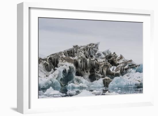 Iceberg with Moraine Material and Icicles at Booth Island, Antarctica, Polar Regions-Michael Nolan-Framed Photographic Print