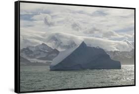 Iceberg with Mountain Range in Background-DLILLC-Framed Stretched Canvas