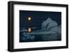 Icebergs and a full moon, Thule, North Greenland-Uri Golman-Framed Photographic Print