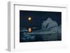 Icebergs and a full moon, Thule, North Greenland-Uri Golman-Framed Photographic Print