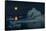 Icebergs and a full moon, Thule, North Greenland-Uri Golman-Framed Stretched Canvas