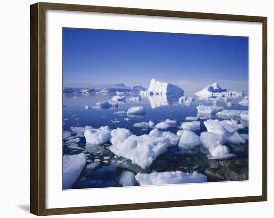 Icebergs and Brash Ice, Antarctica, Polar Regions-Geoff Renner-Framed Photographic Print