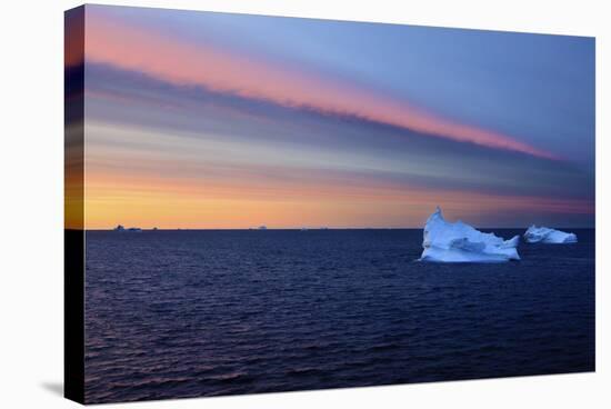 Icebergs at Dusk, Qeqertarsuaq, Disko Bay, Greenland, August 2009-Jensen-Stretched Canvas