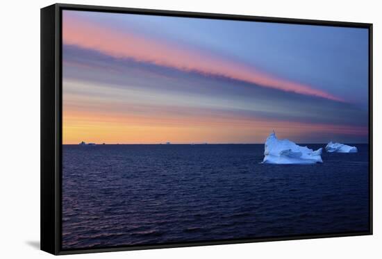 Icebergs at Dusk, Qeqertarsuaq, Disko Bay, Greenland, August 2009-Jensen-Framed Stretched Canvas