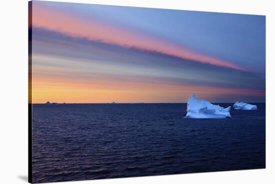 Icebergs at Dusk, Qeqertarsuaq, Disko Bay, Greenland, August 2009-Jensen-Stretched Canvas