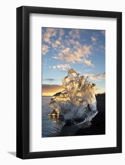 Icebergs at Sunset on Jokulsa Beach, on the Edge of the Vatnajokull National Park, South Iceland-Lee Frost-Framed Photographic Print