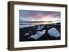 Icebergs at Sunset on Jokulsa Beach, on the Edge of the Vatnajokull National Park, South Iceland-Lee Frost-Framed Photographic Print