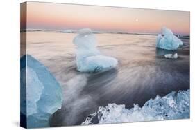 Icebergs at Sunset on Jokulsarlon Beach, Iceland, Polar Regions-Matthew Williams-Ellis-Stretched Canvas