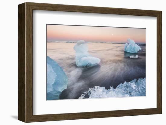 Icebergs at Sunset on Jokulsarlon Beach, Iceland, Polar Regions-Matthew Williams-Ellis-Framed Photographic Print