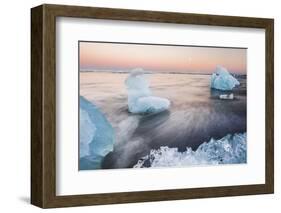 Icebergs at Sunset on Jokulsarlon Beach, Iceland, Polar Regions-Matthew Williams-Ellis-Framed Photographic Print