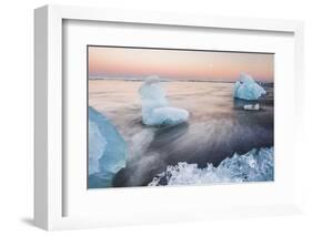 Icebergs at Sunset on Jokulsarlon Beach, Iceland, Polar Regions-Matthew Williams-Ellis-Framed Photographic Print