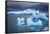 Icebergs Floating in the Glacier Lagoon Beneath Breidamerkurjokull Glacier, Jokulsarlon-Andrew Sproule-Framed Stretched Canvas