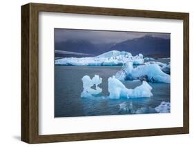 Icebergs Floating in the Glacier Lagoon Beneath Breidamerkurjokull Glacier, Jokulsarlon-Andrew Sproule-Framed Photographic Print