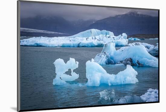 Icebergs Floating in the Glacier Lagoon Beneath Breidamerkurjokull Glacier, Jokulsarlon-Andrew Sproule-Mounted Photographic Print