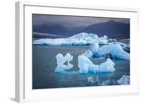 Icebergs Floating in the Glacier Lagoon Beneath Breidamerkurjokull Glacier, Jokulsarlon-Andrew Sproule-Framed Photographic Print