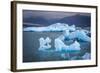 Icebergs Floating in the Glacier Lagoon Beneath Breidamerkurjokull Glacier, Jokulsarlon-Andrew Sproule-Framed Photographic Print