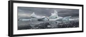 Icebergs floating in the Southern Ocean, Iceberg Graveyard, Lemaire Channel, Antarctic Peninsula...-Panoramic Images-Framed Photographic Print