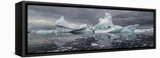 Icebergs floating in the Southern Ocean, Iceberg Graveyard, Lemaire Channel, Antarctic Peninsula...-Panoramic Images-Framed Stretched Canvas