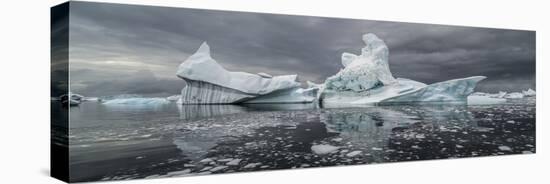 Icebergs floating in the Southern Ocean, Iceberg Graveyard, Lemaire Channel, Antarctic Peninsula...-Panoramic Images-Stretched Canvas