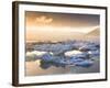 Icebergs Floating on the Jokulsarlon Glacial Lagoon at Sunset, Iceland, Polar Regions-Lee Frost-Framed Photographic Print