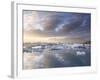 Icebergs Floating on the Jokulsarlon Glacial Lagoon at Sunset, Iceland, Polar Regions-Lee Frost-Framed Photographic Print