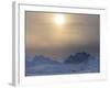 Icebergs frozen into the sea ice of the Uummannaq fjord system during winter. Greenland-Martin Zwick-Framed Photographic Print