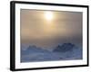 Icebergs frozen into the sea ice of the Uummannaq fjord system during winter. Greenland-Martin Zwick-Framed Photographic Print