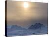 Icebergs frozen into the sea ice of the Uummannaq fjord system during winter. Greenland-Martin Zwick-Stretched Canvas