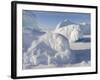 Icebergs frozen into the sea ice of the Uummannaq fjord system during winter. Greenland-Martin Zwick-Framed Photographic Print