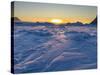 Icebergs frozen into the sea ice of the Uummannaq fjord system during winter. Greenland-Martin Zwick-Stretched Canvas