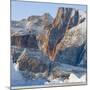 Icebergs in front of Appat Island, frozen into the sea ice of the Uummannaq fjord. Greenland-Martin Zwick-Mounted Photographic Print