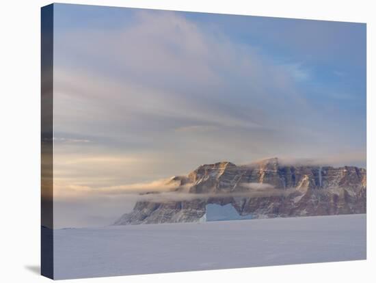 Icebergs in front of Storen Island, Uummannaq fjord system during winter. Greenland-Martin Zwick-Stretched Canvas