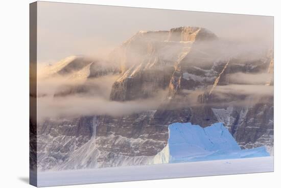 Icebergs in front of Storen Island, Uummannaq fjord system during winter. Greenland-Martin Zwick-Stretched Canvas