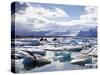 Icebergs in Glacial Lagoon at Jokulsarlon, Iceland, Polar Regions-Lee Frost-Stretched Canvas