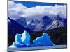 Icebergs in Lake Grey and Mountains of the Macizo Paine Massif, Patagonia, Chile-Richard I'Anson-Mounted Photographic Print