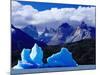 Icebergs in Lake Grey and Mountains of the Macizo Paine Massif, Patagonia, Chile-Richard I'Anson-Mounted Photographic Print