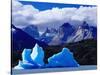 Icebergs in Lake Grey and Mountains of the Macizo Paine Massif, Patagonia, Chile-Richard I'Anson-Stretched Canvas