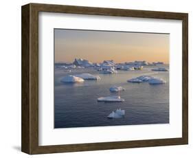 Icebergs in the Disko Bay. Inuit village Oqaatsut located in Greenland-Martin Zwick-Framed Photographic Print