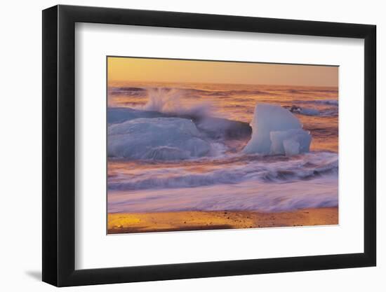 Icebergs in the Waves Next to Glacial River Lagoon Jškuls‡rlon (Lake), East Iceland, Iceland-Rainer Mirau-Framed Photographic Print