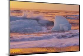 Icebergs in the Waves Next to Glacial River Lagoon Jškuls‡rlon (Lake), East Iceland, Iceland-Rainer Mirau-Mounted Photographic Print