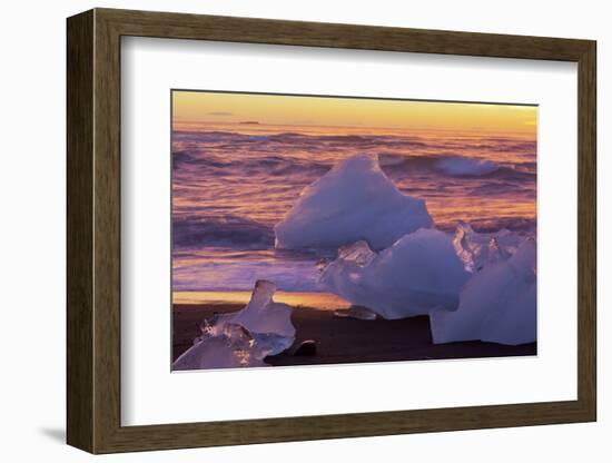 Icebergs in the Waves Next to Glacial River Lagoon Jškuls‡rlon (Lake), East Iceland, Iceland-Rainer Mirau-Framed Photographic Print