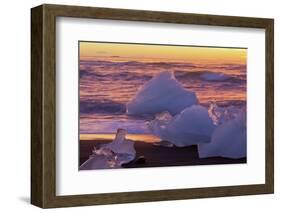 Icebergs in the Waves Next to Glacial River Lagoon Jškuls‡rlon (Lake), East Iceland, Iceland-Rainer Mirau-Framed Photographic Print